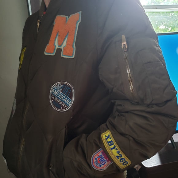Zara Man Bomber Jacket with Patches - Picture 5 of 5